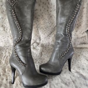 Italina Gray High Heel Platform Boots